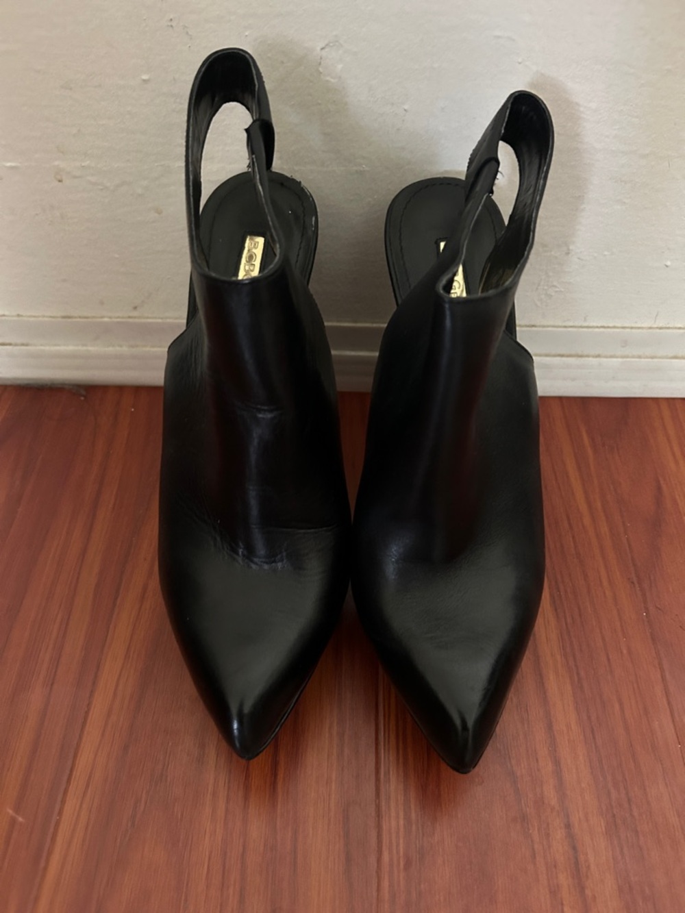 BCBGeneration Black Pointed-Toe Slingback Heels